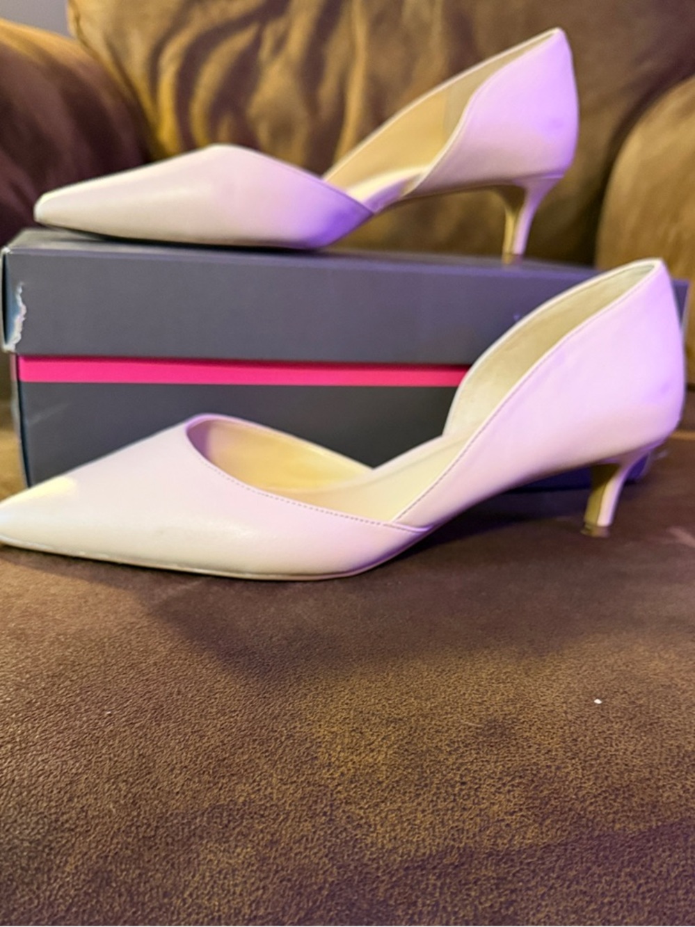 Classic Pointed-Toe D'Orsay Kitten Heels - Sea Shell Pink